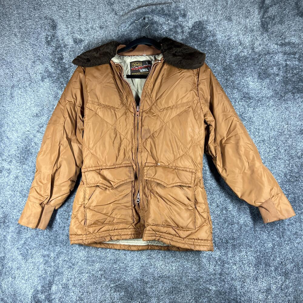 Walls Jacket Mens L Brown Blizzard-Pruf Down Puffer Fur Trim Insulated